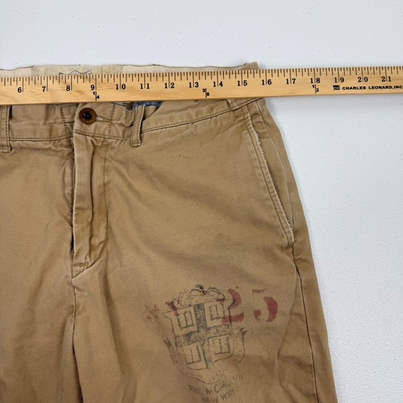 Polo Ralph Lauren Distressed Chino Pants Tan Khaki Mens 33x32 Patch Work RN41381 - Picture 6 of 14